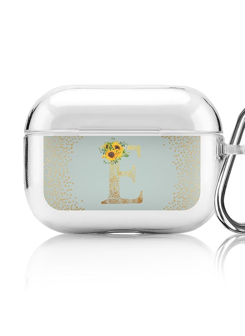 Classic Clear printed Case for Apple AirPods Pro 2nd Generation Thin Transparent Cover - Custom Monogram Initial Letter Mandala Floral Pattern Alphabet - E ( Light Green )