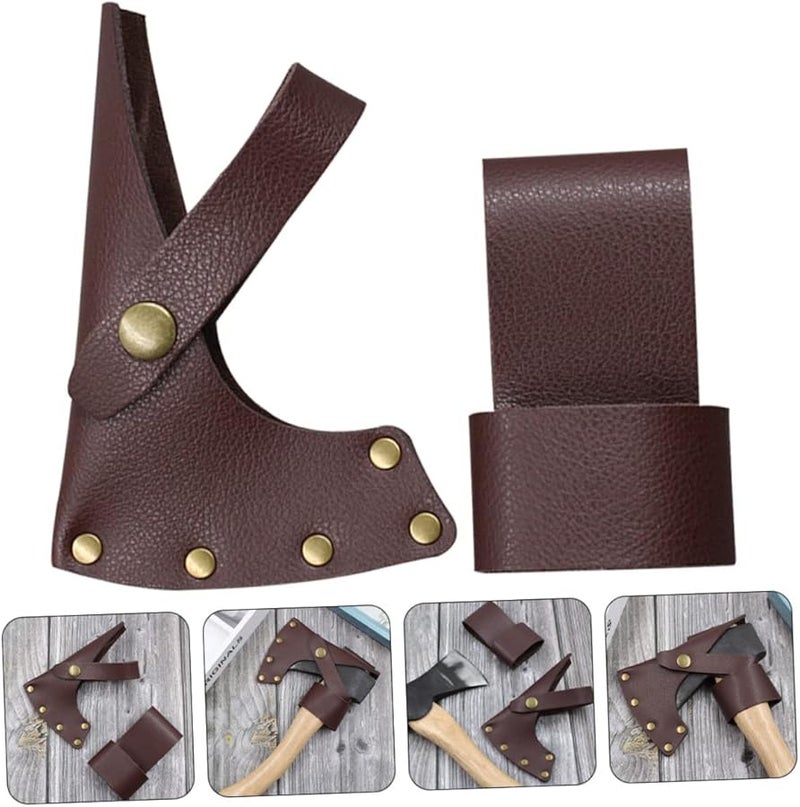 غطاء غمد فأس من الجلد لحماية شفرة الفأس خفيف الوزن ومحمول لمغامرة التخييم - Image 5