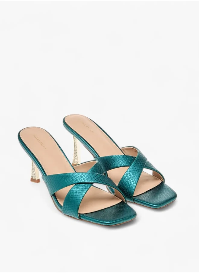 Flora Bella By Shoexpress Women Textured Cross Strap Sandals with Stiletto Heels Ramadan Collection