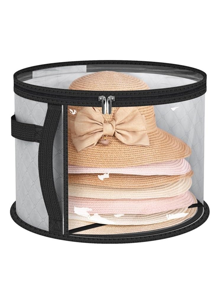 Arabest Oversized Clear Hat Storage Bag for Women, Holds up to 7 Caps Cowboy Hat Organizer for Closet, Wide Brims Hat Case with Carrying Handles (Grey)  - Image 1