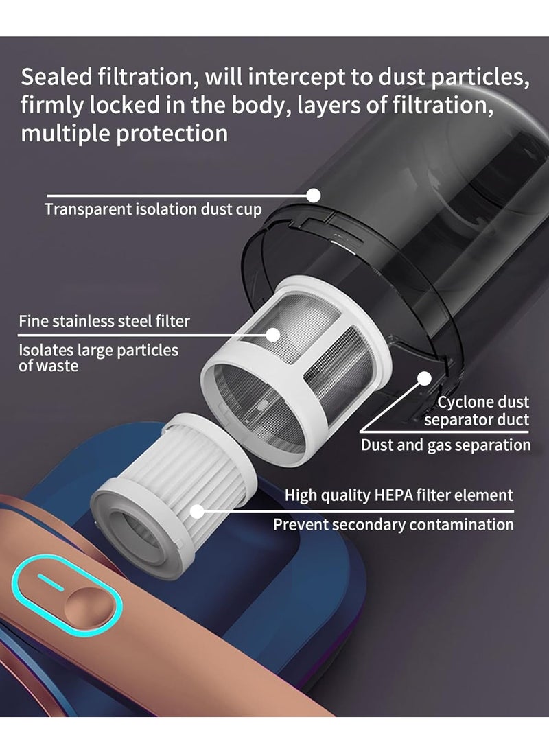 XiuWoo Portable Rechargeable Cordless Handheld Mattress Vacuum Cleaner, Wireless Cordless UV Bed Cleaner, Low Noise Dust Mite Eliminator Cleaning Machine  - Image 2
