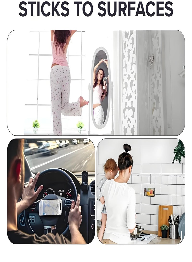 Lee Yon 4-Piece Suction Phone Case Mount, Silicone Phone Suction Grip Compatible with iPhone and Android Cases, Anti-Slip Hands-Free Mobile Accessory Holder, Sticky Phone Grip for Tiktok Videos and Selfies(Pink, black, white, transparent) - Image 3