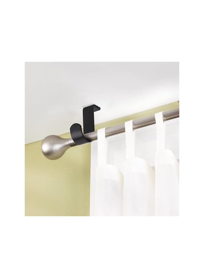 erorex Ceiling Mount Curtain Rod Bracket, Metal Single Curtain Rod Hanging Bracket for 5/8-1 Inch Rod, Heavy Duty Rod Bracket for Living Room Bedroom Curtain Rod (Black 3 Pieces)  - Image 2