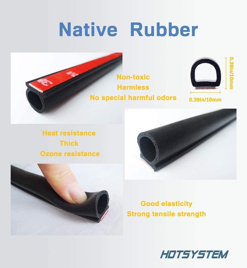 HOTSYSTEM D-Shape Door Rubber Seal Strip Weatherstrip 3M Self Adhesive Hollow for Car Truck Motor Door Cover Trunk (Black, 26.25 feet) - Image 3