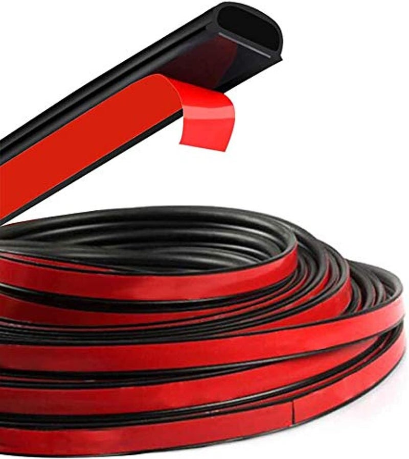 HOTSYSTEM D-Shape Door Rubber Seal Strip Weatherstrip 3M Self Adhesive Hollow for Car Truck Motor Door Cover Trunk (Black, 26.25 feet) - Image 1