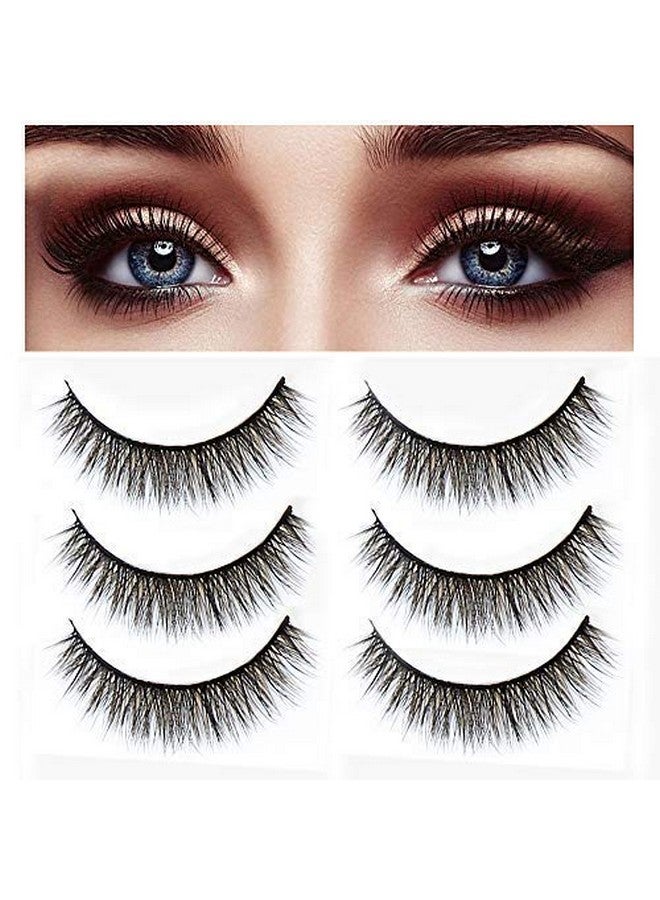 Nesa 3 Pairs Black Handmade Natural 3D Thick Long False Eyelashes - Image 2