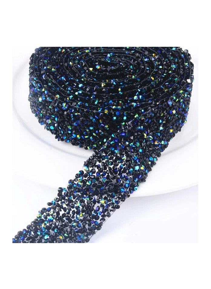 Self-Adhesive Crystal Rhinestone Diamond Ribbon for Embellishments and Decoration 1 Piece Length 90cm Width 1cm - Image 1