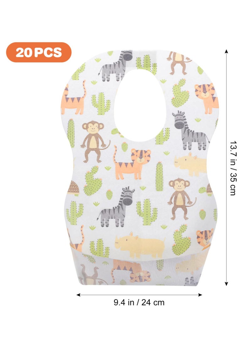 Bebiland 20 Pack Disposable Bibs, Adjustable Baby Bibs Travel Pack for Newborn Infant Baby Toddlers (Monkey)  - Image 2