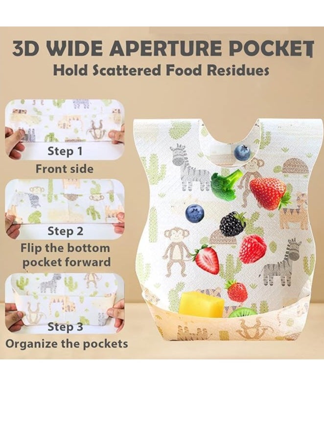 Bebiland 20 Pack Disposable Bibs, Adjustable Baby Bibs Travel Pack for Newborn Infant Baby Toddlers (Monkey)  - Image 4