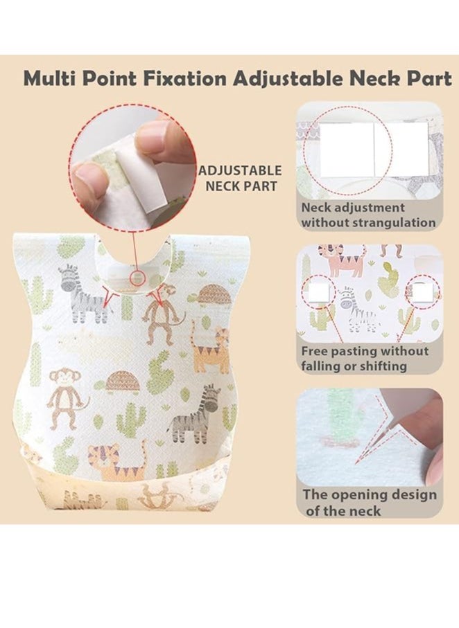 Bebiland 20 Pack Disposable Bibs, Adjustable Baby Bibs Travel Pack for Newborn Infant Baby Toddlers (Monkey)  - Image 3