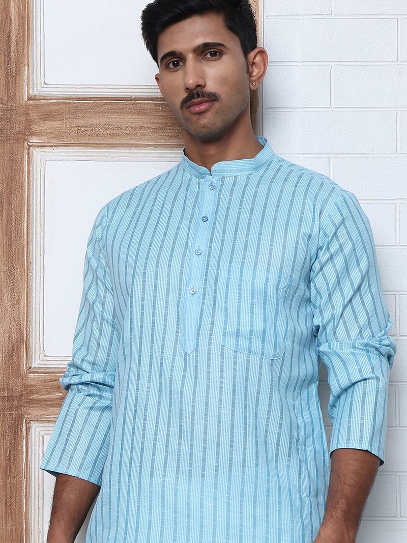 NOZ2TOZ Sky Blue Striped Kurta for Men - Image 1
