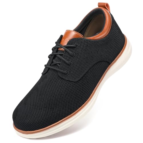 VILOCY Men's Wide Casual Dress Oxfords Business Shoes Fashion Sneakers Mesh Breathable Comfortable Walking Shoes Black,EU42 - Image 1