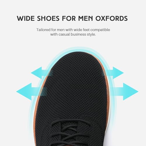 VILOCY Men's Wide Casual Dress Oxfords Business Shoes Fashion Sneakers Mesh Breathable Comfortable Walking Shoes Black,EU42 - Image 3