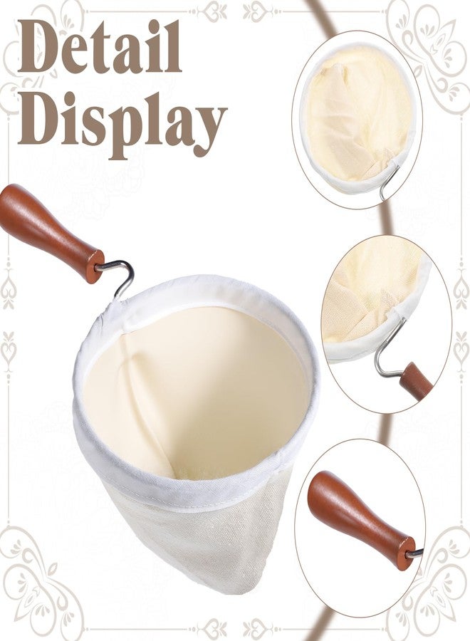 Exclaith 1Pcs Coffee Sock Strainer with Wooden Handle, 7.7 x 4.5 inches Washable Reusable Cloth Coffee Filter Cloth Strainer for Home Office Use - Image 3