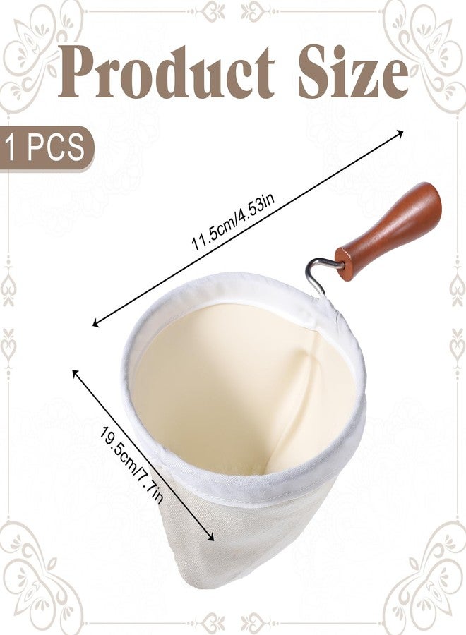 Exclaith 1Pcs Coffee Sock Strainer with Wooden Handle, 7.7 x 4.5 inches Washable Reusable Cloth Coffee Filter Cloth Strainer for Home Office Use - Image 2