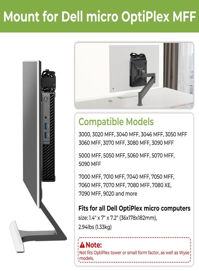 Dinghosen Mini PC VESA Mount for Dell Micro Mount with Mouse Pad, Install on Monitor Arm, for Dell OptiPlex Micro Form Factor Case, for MFF 3040 7080 5070 3000 7060 7090 9020, Wall/VESA/Under Desk - Image 2