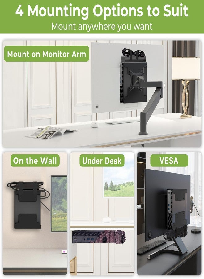 Dinghosen Mini PC VESA Mount for Dell Micro Mount with Mouse Pad, Install on Monitor Arm, for Dell OptiPlex Micro Form Factor Case, for MFF 3040 7080 5070 3000 7060 7090 9020, Wall/VESA/Under Desk - Image 4