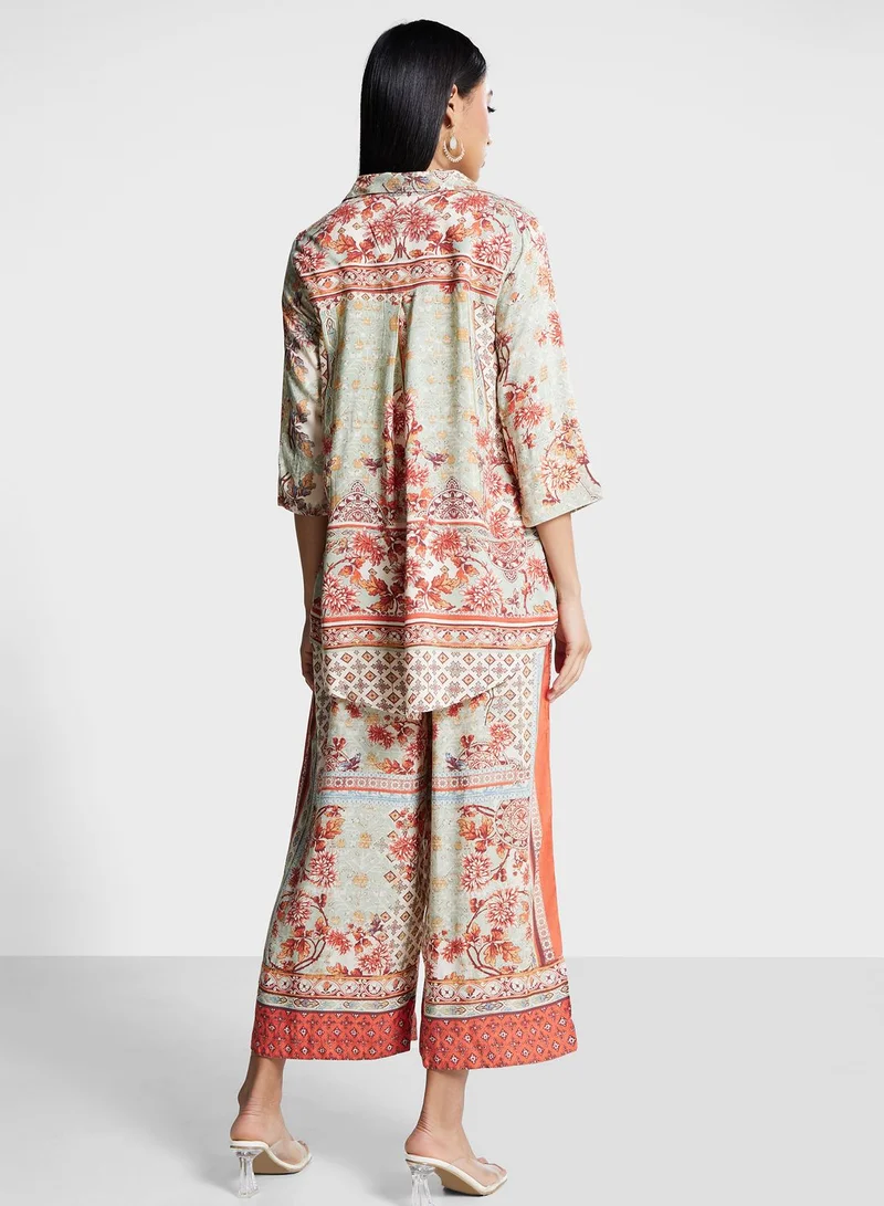 Biba Floral Print Kurti & Pants Set
