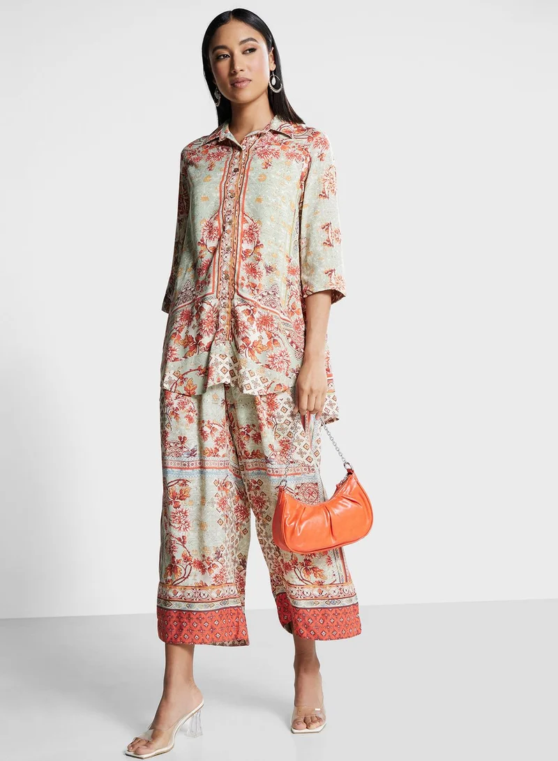 Biba Floral Print Kurti & Pants Set