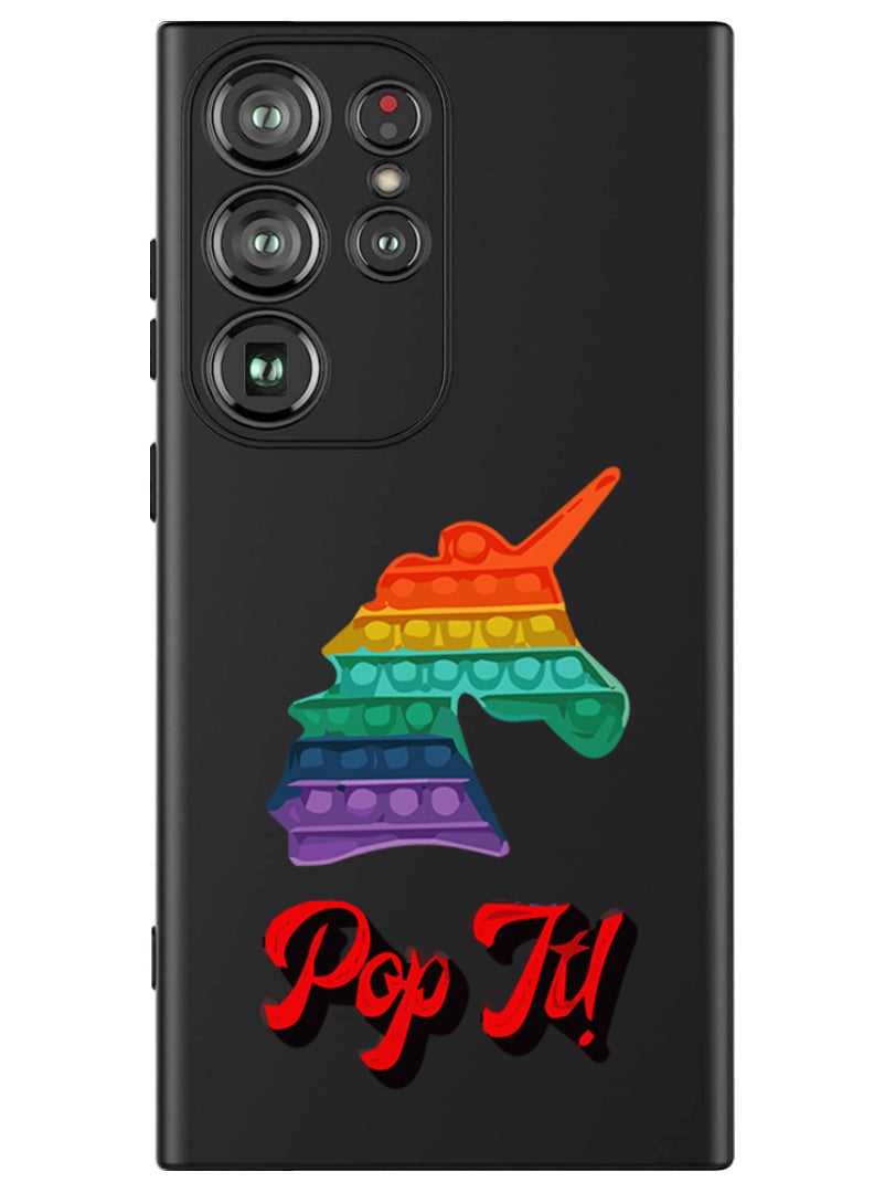 Theodor Protective Slim Fit Case Liquid Silicone Cover with Full Body Protection Anti-Scratch Shockproof Case For Samsung Galaxy S24 Ultra (Black) - Pop It Unicorn - Image 1