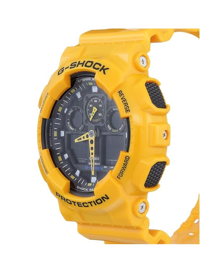Casio G-Shock Watch - GA-100A-9ADR Black Dial, Yellow Band - Image 2
