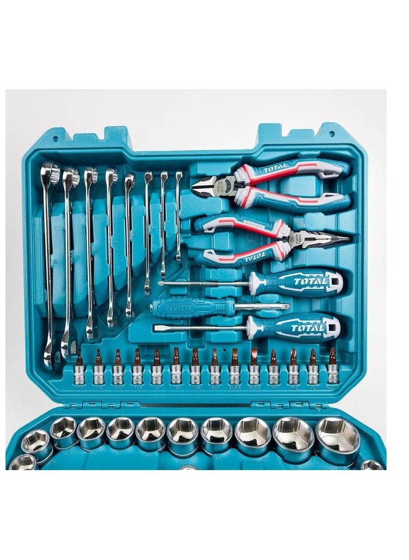 TOTAL TOTAL 100-Piece Tools Set with Ratchets, Sockets, Wrenches, Screwdrivers, Pliers, and More – Complete DIY & Automotive Repair Kit  - Image 2