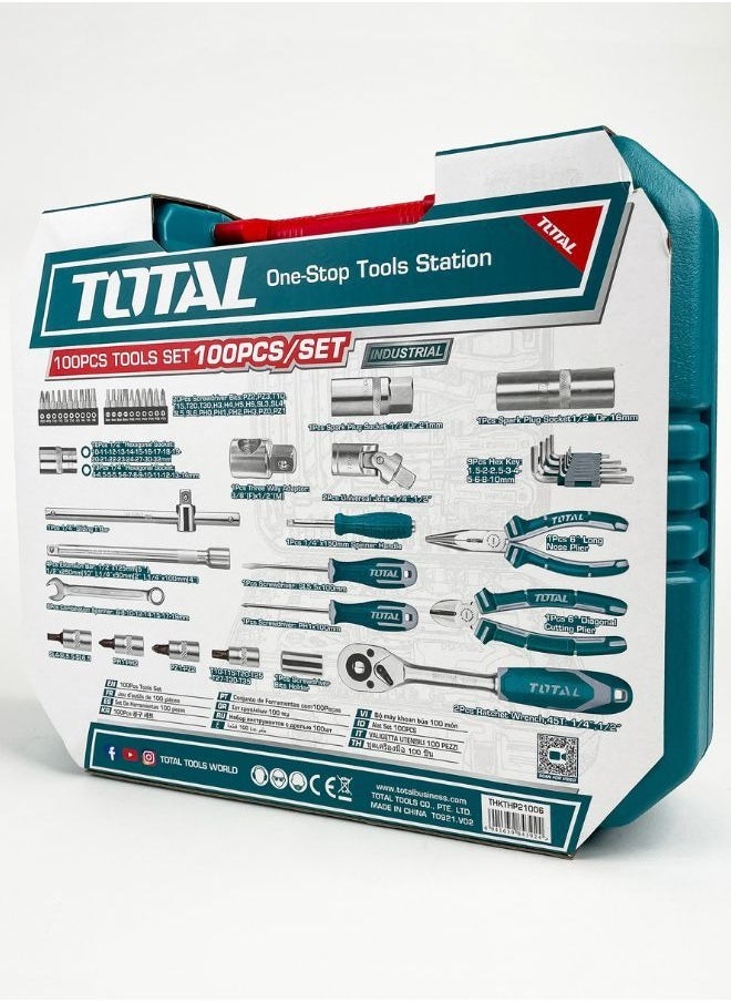 TOTAL TOTAL 100-Piece Tools Set with Ratchets, Sockets, Wrenches, Screwdrivers, Pliers, and More – Complete DIY & Automotive Repair Kit  - Image 4