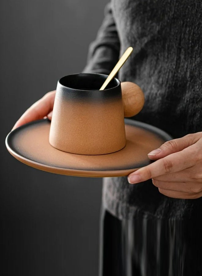 Sahramart Ceramic Coffee Cup and Saucer Gift Box Set,Planet gradient color design,Perfect for Espresso Tea or Coffee Lovers,Gift Boxed for Home,Office or Special Occasion,Brown  - Image 5