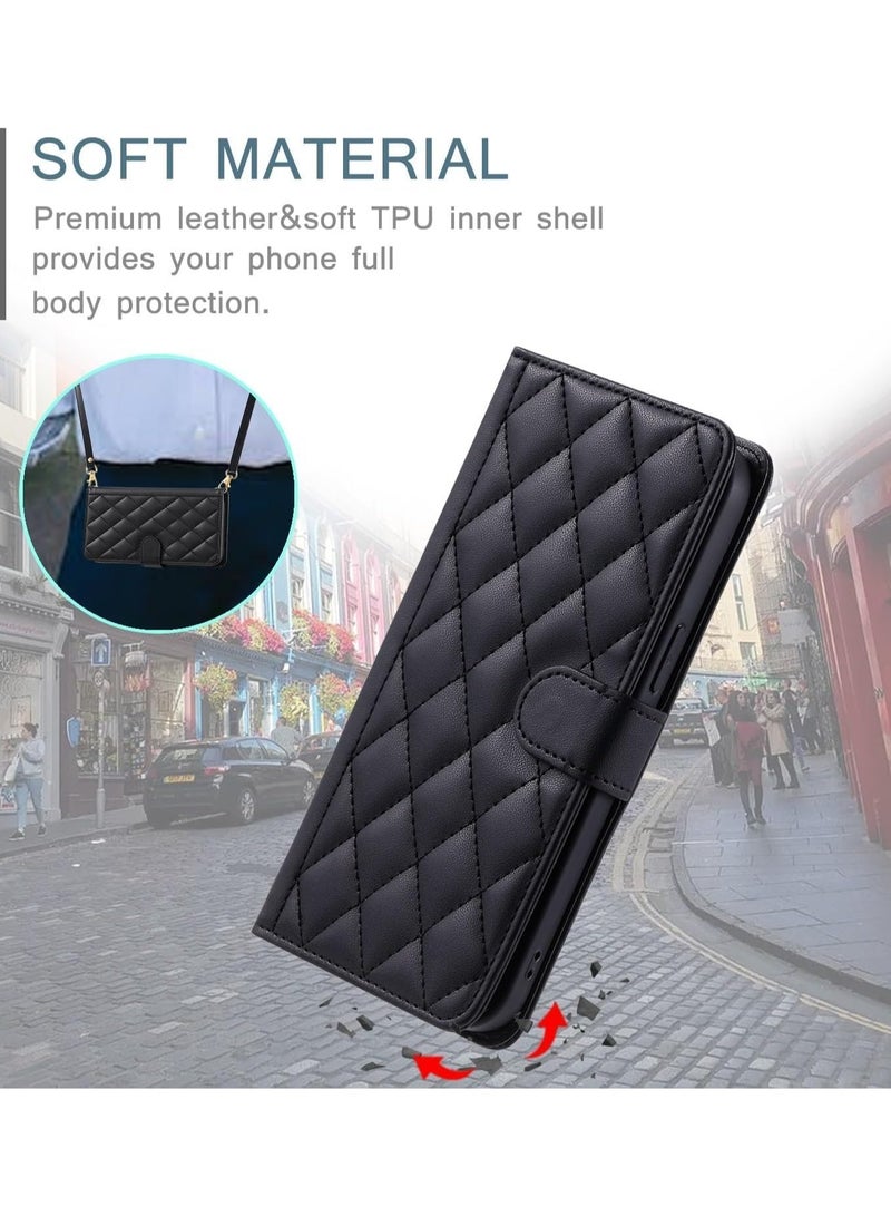 general Case for Samsung Galaxy S24 Ultra Wallet Case with Credit Card Holder, Soft PU Leather Magnetic Wrist Shoulder Strap, PU Leather Phone Case Shockproof Cover Women - Image 4