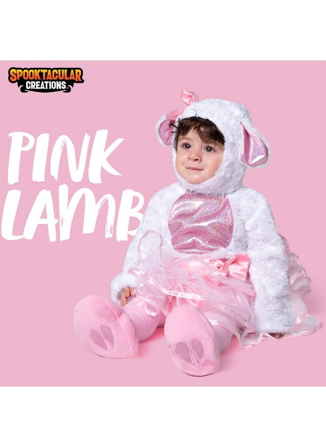 Spooktacular Creations - Halloween Baby Girls Pink Lamb Costume With Multi-Layered Dress For Infants, Toddler Halloween, Farm Themed Dress Up Party (18-24 Months) - Image 1