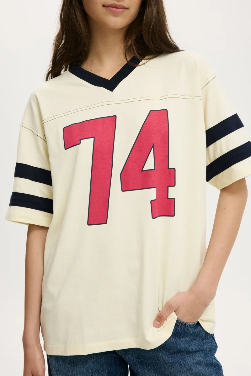 Cotton On  V NECK OVERSIZED GRAPHIC TEE for Women | Best Price UAE