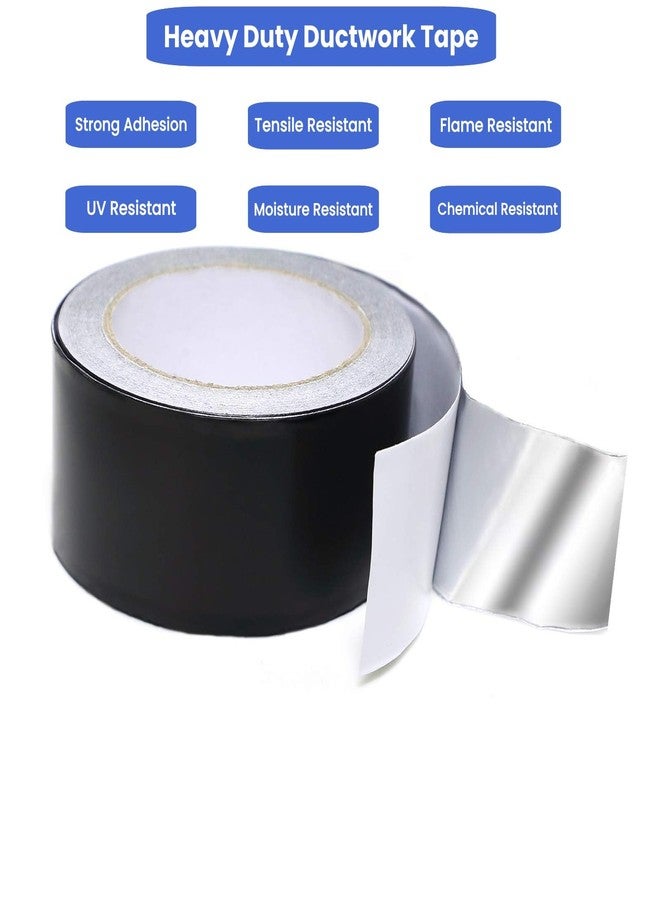 Missyoung Black Aluminum Foil Tape High Temp Heavy Duty Adhesive HVAC Sealing Hot Cold Air Duct Tape for Pipe Metal Repair (2 IN x 64 FT 3.9 Mil) - Image 2