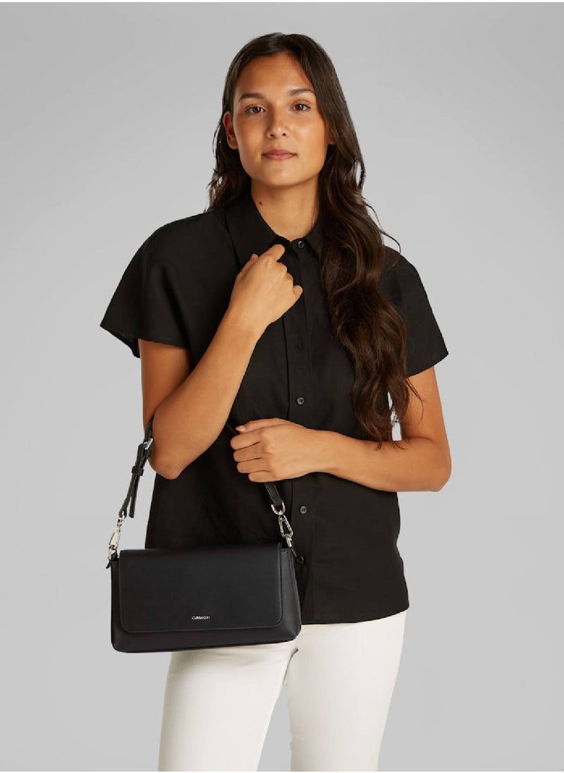 CALVIN KLEIN Women's Convertible Shoulder Bag - Faux Leather, Black  - Image 2