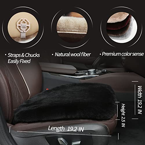 LLB Genuine Sheepskin Car Seat Cushion Seat Covers for Cars Trucks SUV Comfort Seat Protector Pad for Car Driver Seat Car Accessories for Women Office Chair Car Decor (Black Front Seat Cushions-2 Pcs) - Image 3