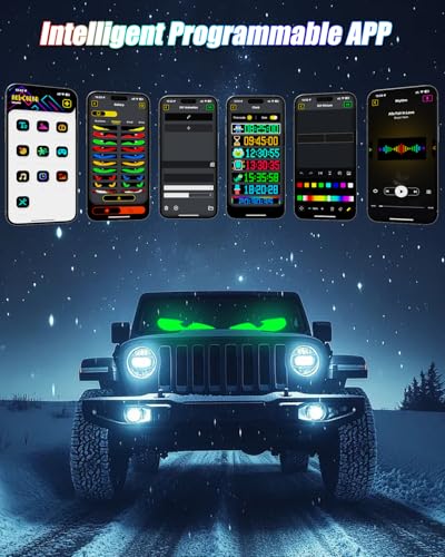 Probapro Devil Eyes Light for Windshield: 23.4"x4.7" Programmable LED Signs with APP & Remote Control - 5V USB Digital Lighting Display, LED Lights for Cars (1 Pcs) - Image 4