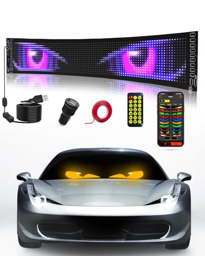 Probapro Devil Eyes Light for Windshield: 23.4"x4.7" Programmable LED Signs with APP & Remote Control - 5V USB Digital Lighting Display, LED Lights for Cars (1 Pcs) - Image 1