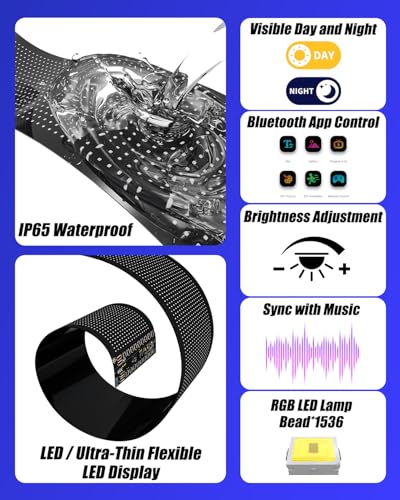 Probapro Devil Eyes Light for Windshield: 23.4"x4.7" Programmable LED Signs with APP & Remote Control - 5V USB Digital Lighting Display, LED Lights for Cars (1 Pcs) - Image 5