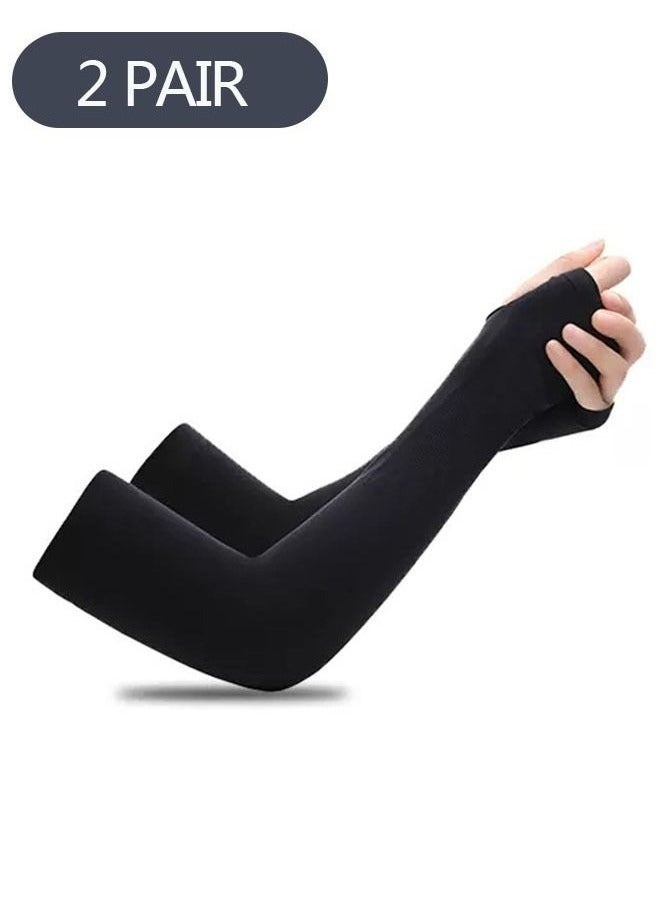 زوجان من أكمام التبريد الواقية من الشمس للرجال والنساء، أكمام ضاغطة لكرة القدم والجولف والكرة الطائرة - Image 1