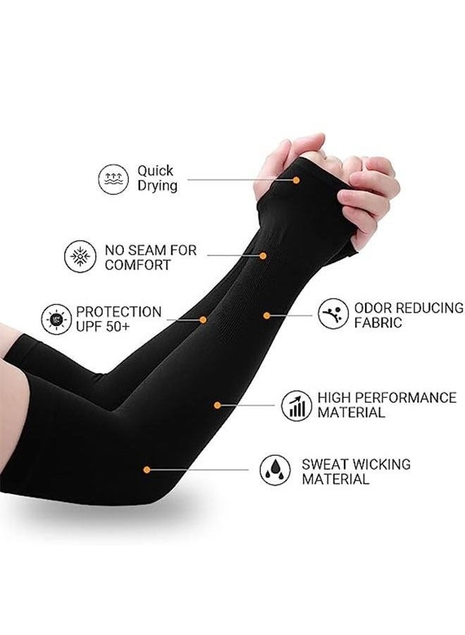 زوجان من أكمام التبريد الواقية من الشمس للرجال والنساء، أكمام ضاغطة لكرة القدم والجولف والكرة الطائرة - Image 2