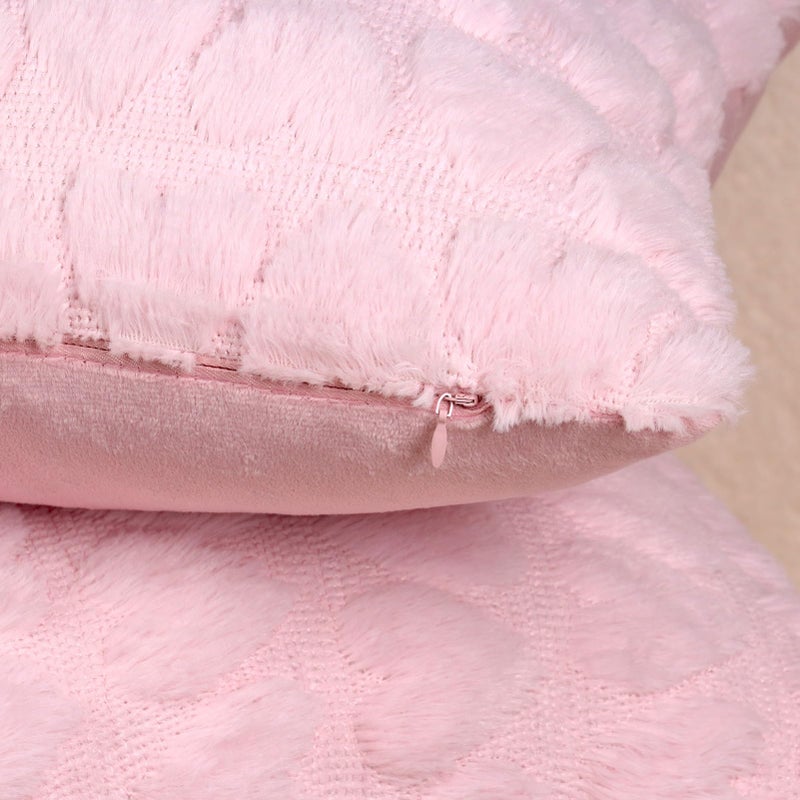 Hongsome Valentines Day Decor-Throw Pillow Covers 18x18in Set of 2,Pink Soft Plush Faux Fur Pillow Case with Heart for Large Couch Sofa Home Indoor Outdoor Holiday Decorations - Image 3