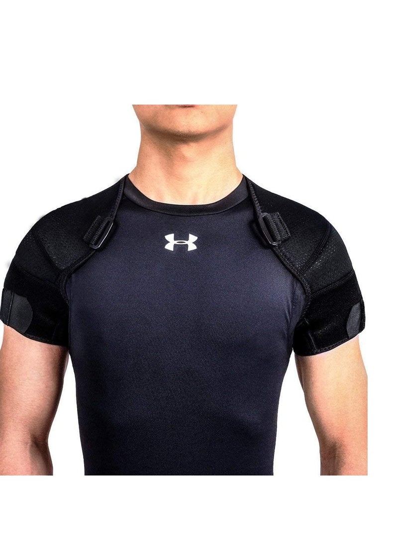 SOLARAE Double Shoulder Support Brace Strap Wrap Neoprene Protector Recovery Shoulder Brace for Men and Women Shoulder Stability Support Brace Adjustable Fit Sleeve Wrap L - Image 4
