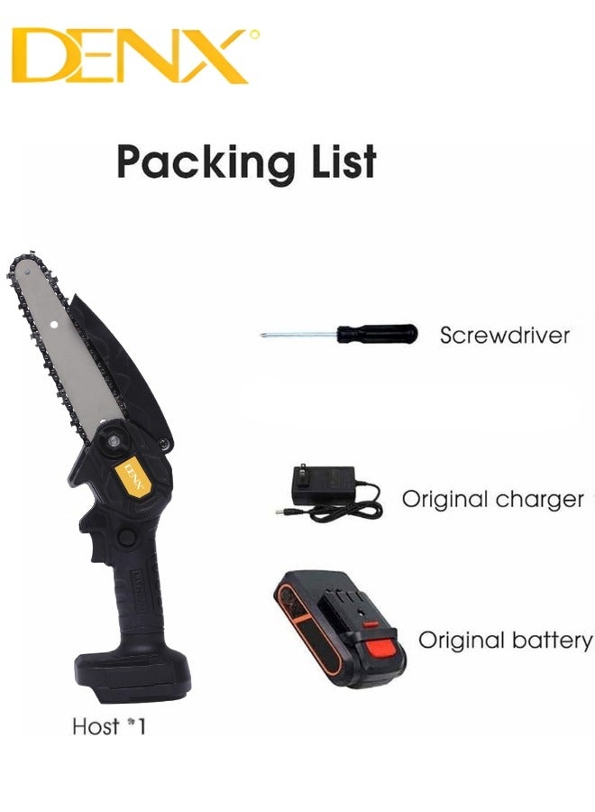 Denx Portable Chainsaw, Rechargeable Lithium Battery, One Hand Use, Cordless Electric Saw for Wood Cutting, Lithium Battery Capacity 3C 1300 | 2400 R /MIN | 500 Watts - Image 1