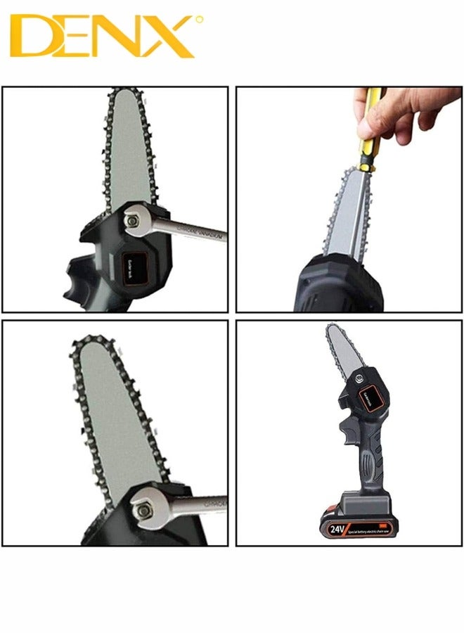 Denx Portable Chainsaw, Rechargeable Lithium Battery, One Hand Use, Cordless Electric Saw for Wood Cutting, Lithium Battery Capacity 3C 1300 | 2400 R /MIN | 500 Watts - Image 4