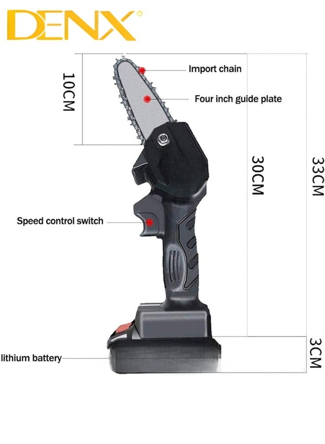 Denx Portable Chainsaw, Rechargeable Lithium Battery, One Hand Use, Cordless Electric Saw for Wood Cutting, Lithium Battery Capacity 3C 1300 | 2400 R /MIN | 500 Watts - Image 3