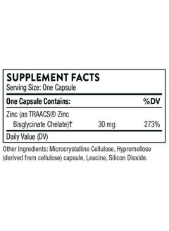 Thorne Zinc Bisglycinate 30mg Dietary Supplement 60 Capsules  - Image 2