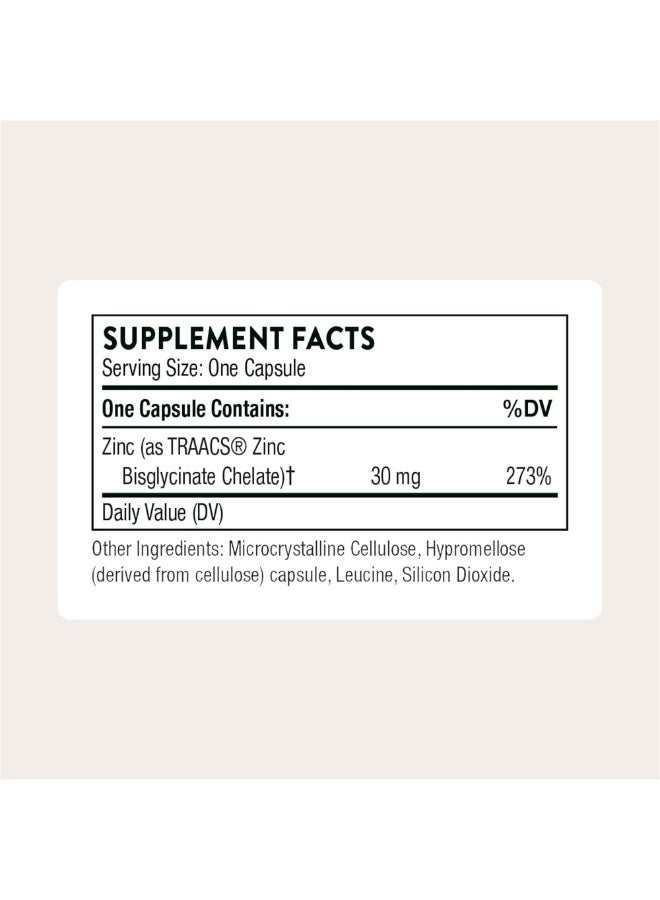 Thorne Zinc Bisglycinate 30mg Dietary Supplement 60 Capsules - Image 2