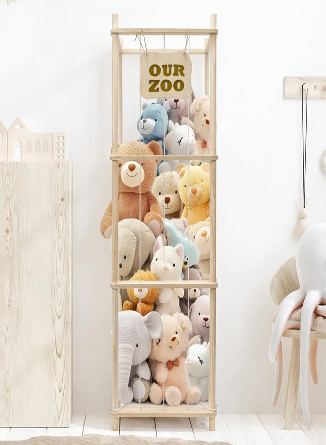 Art3d Large Stuffed Animal Storage, 54" Tall Wooden Stuffed Animal Organizer & Holder, Space Save Toy Storage Zoo for Toddler Room, Playroom & Bedroom - Image 1