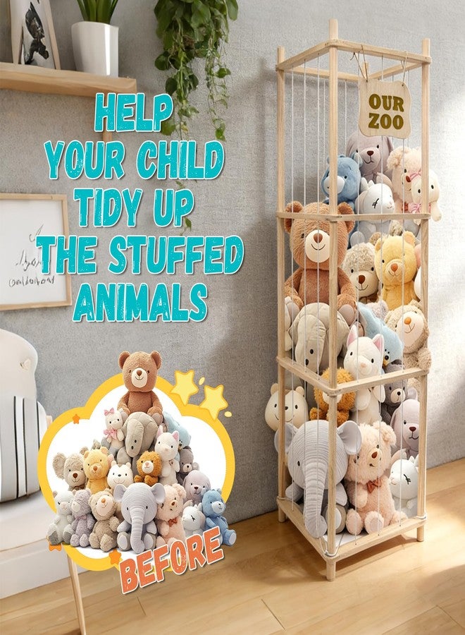 Art3d Large Stuffed Animal Storage, 54" Tall Wooden Stuffed Animal Organizer & Holder, Space Save Toy Storage Zoo for Toddler Room, Playroom & Bedroom - Image 4