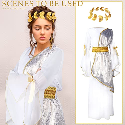 Geyoga 2 Pcs Greek Goddess Costume Toga Costume Women Halloween Greek Dress with Roman Crown Leaf Wreath(Adult Size, Medium) - Image 5