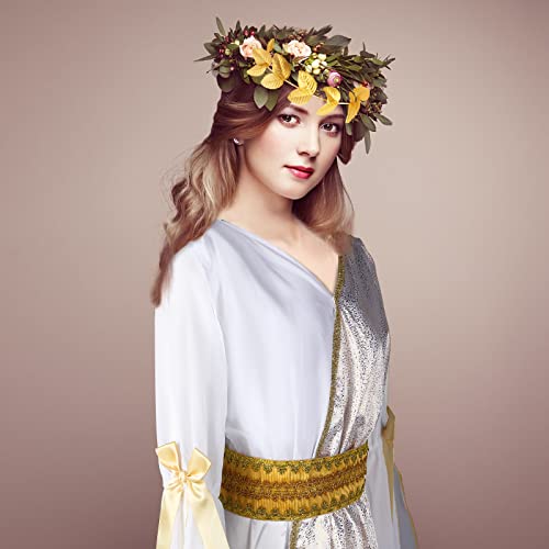 Geyoga 2 Pcs Greek Goddess Costume Toga Costume Women Halloween Greek Dress with Roman Crown Leaf Wreath(Adult Size, Medium) - Image 4